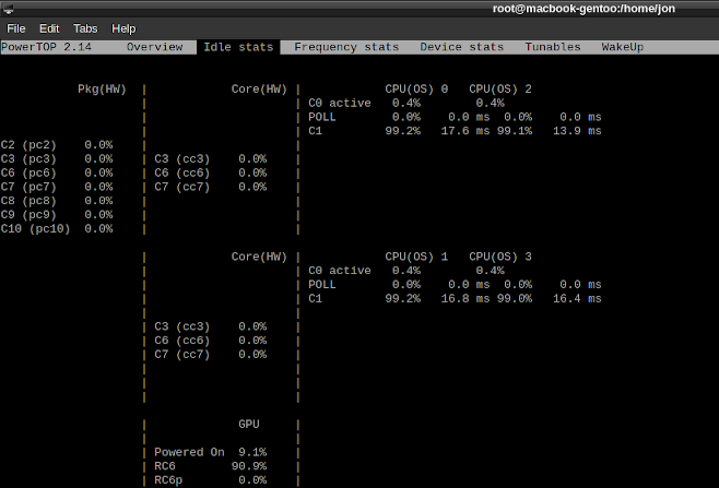 Powertop showing no C-states Powertop showing no C-states